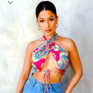 Paisley print twist top
